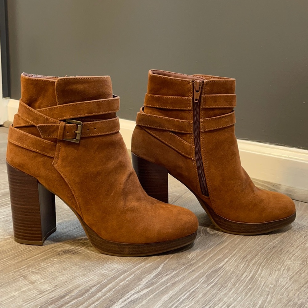 Faux Suede Heeled Booties